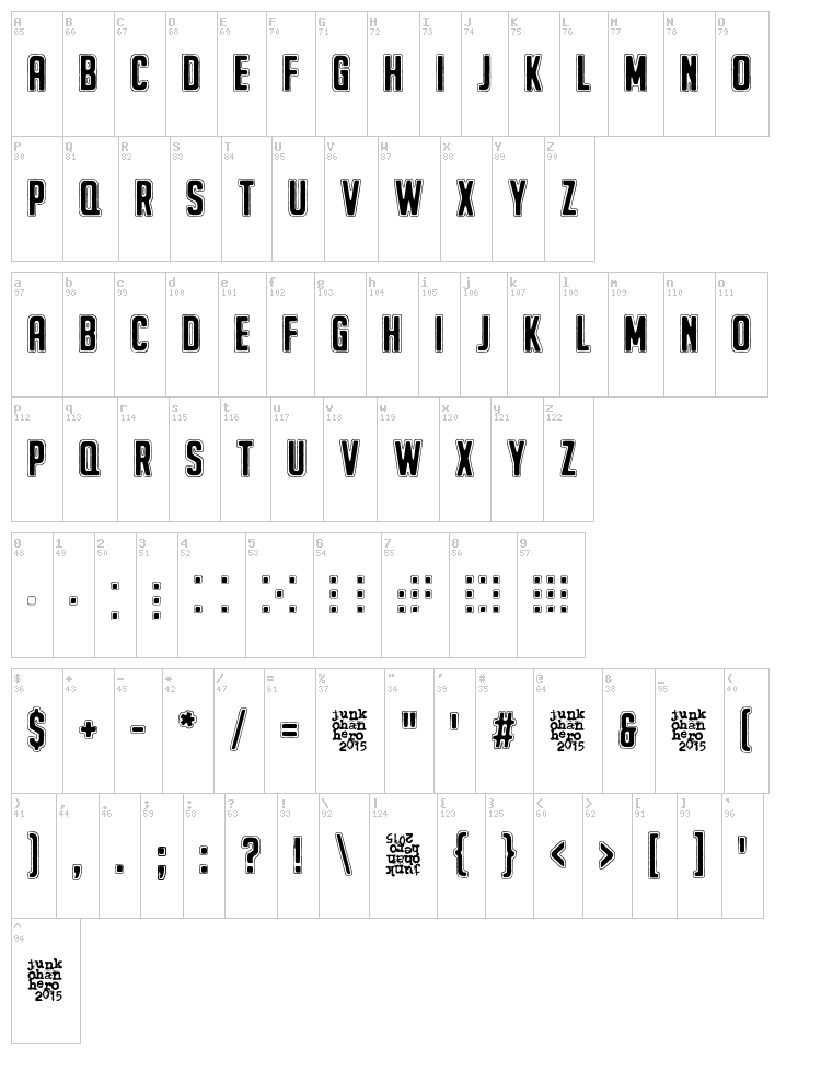 The Beginning Of Memory font map